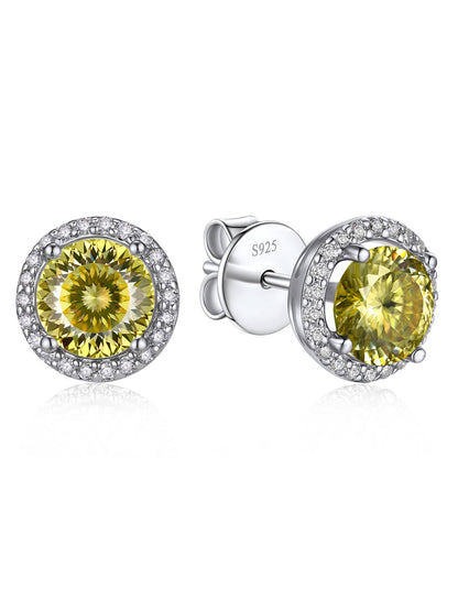 Ahabobo Birthstone Moissanite Halo Stud Earrings for Women