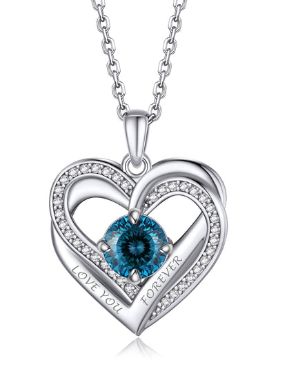 Ahabobo Twisted Love Heart Birthstone Necklace For Women Mom