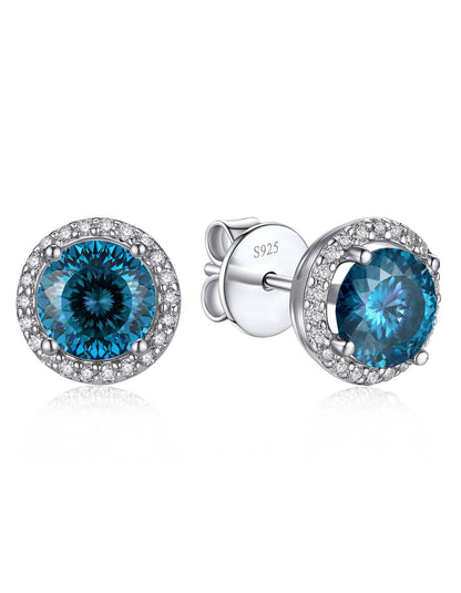 Ahabobo Birthstone Moissanite Halo Stud Earrings for Women