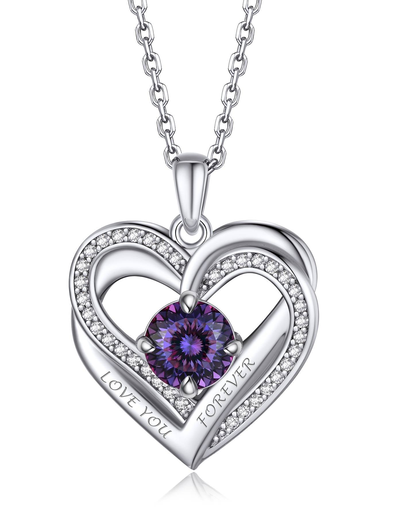 Ahabobo Twisted Love Heart Birthstone Necklace For Women Mom