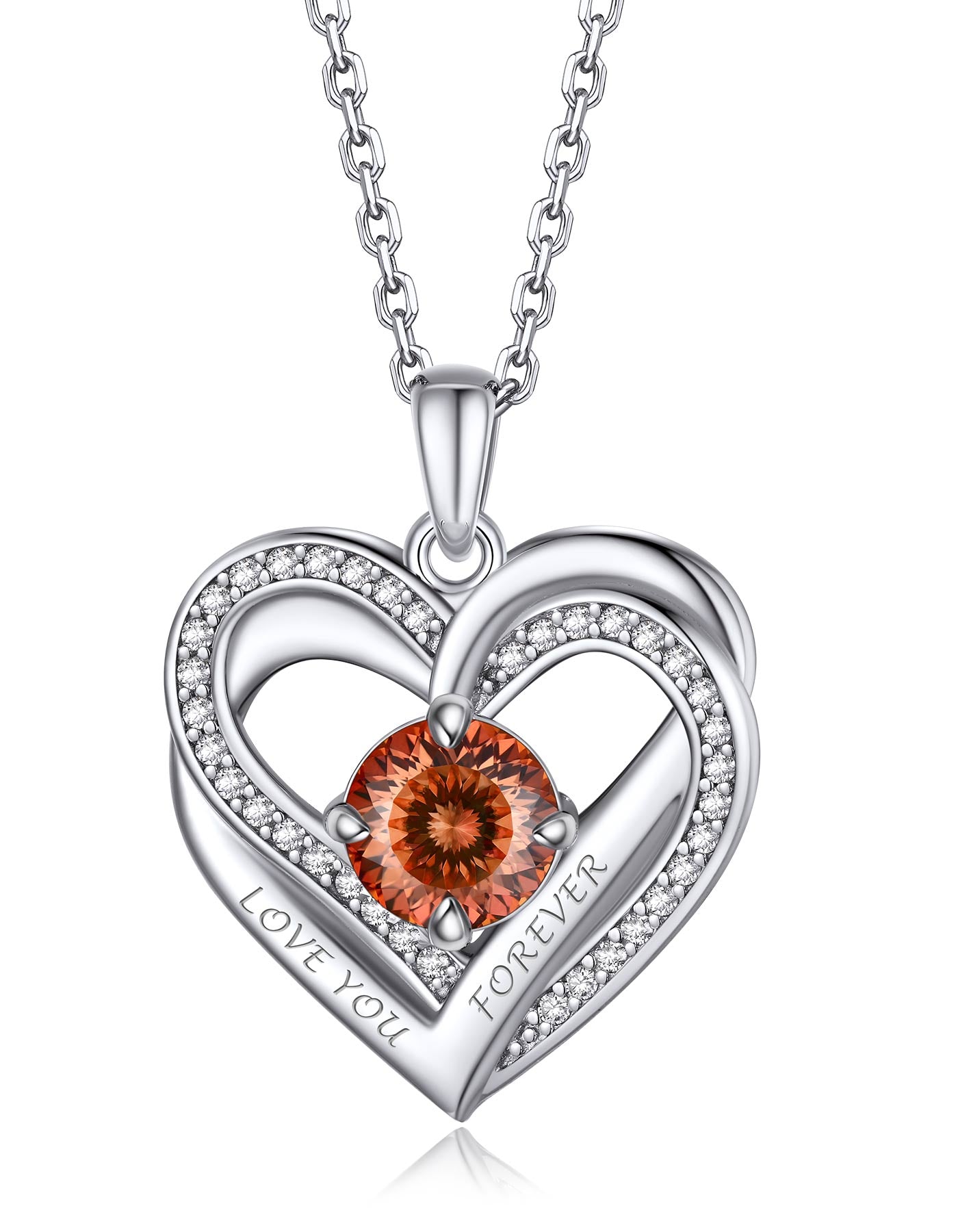Ahabobo Twisted Love Heart Birthstone Necklace For Women Mom
