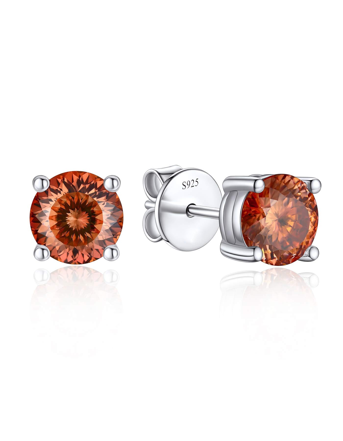 Ahabobo Round Moissanite Birthstone Stud Earrings for Women in Silver