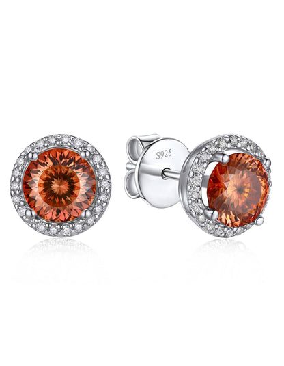 Ahabobo Birthstone Moissanite Halo Stud Earrings for Women