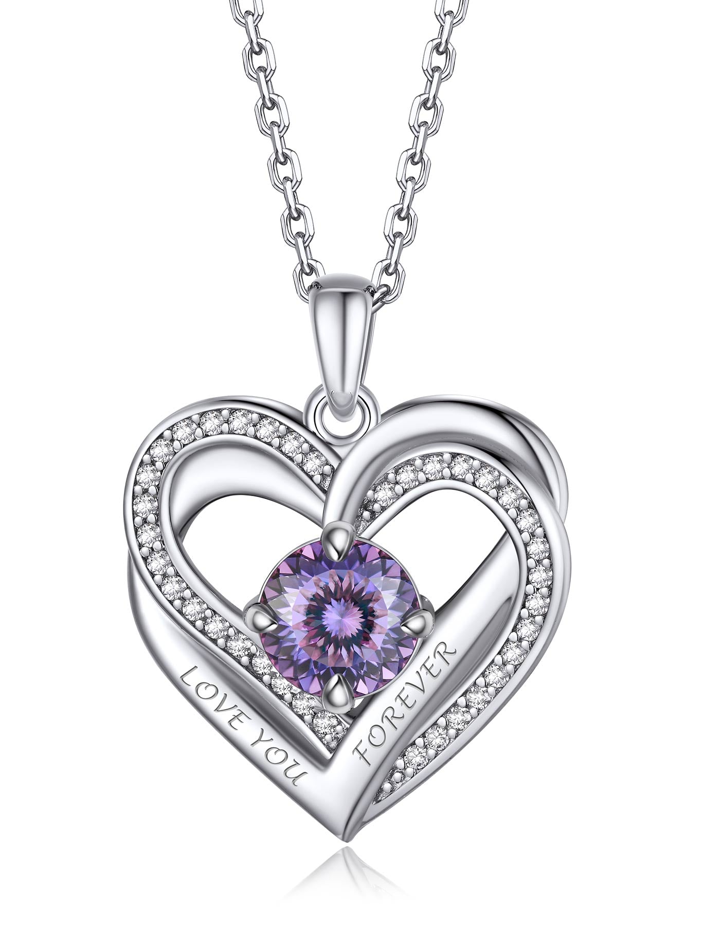Ahabobo Twisted Love Heart Birthstone Necklace For Women Mom