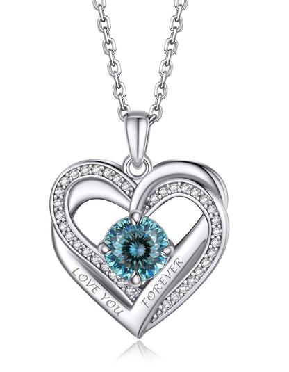 Ahabobo Twisted Love Heart Birthstone Necklace For Women Mom
