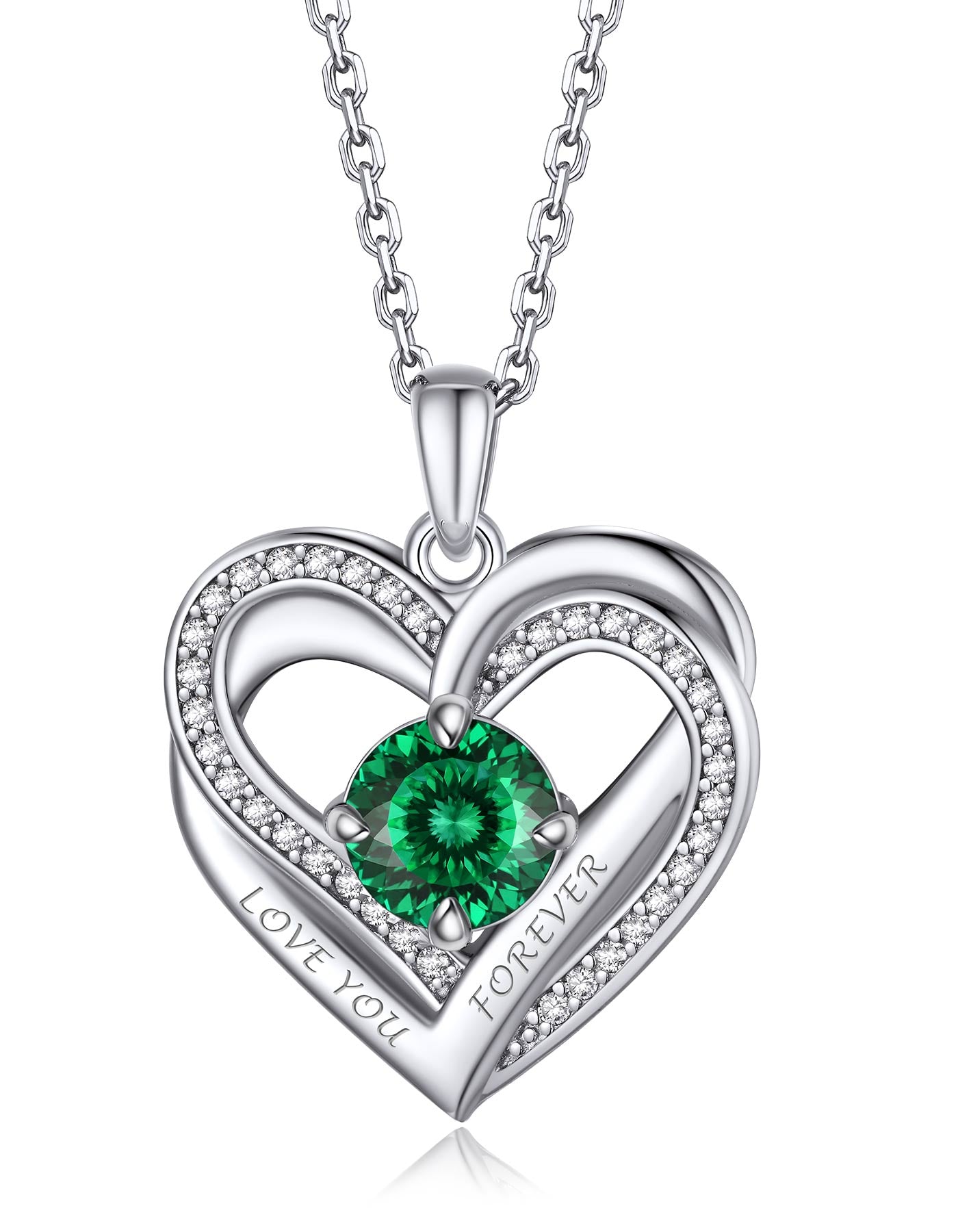 Ahabobo Twisted Love Heart Birthstone Necklace For Women Mom