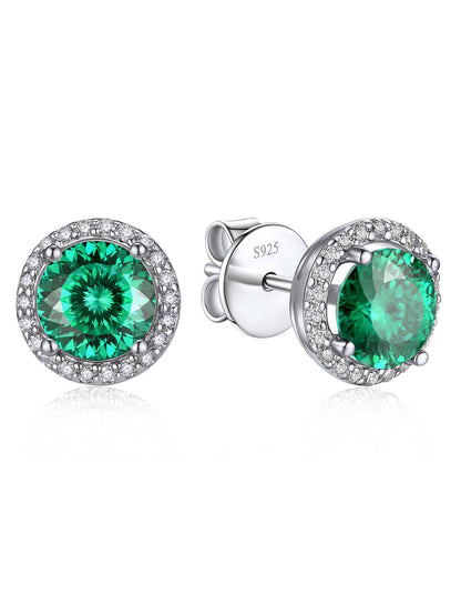 Ahabobo Birthstone Moissanite Halo Stud Earrings for Women
