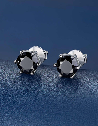 Ahabobo Black Solitaire Moissanite Stud Earrings for Women Men
