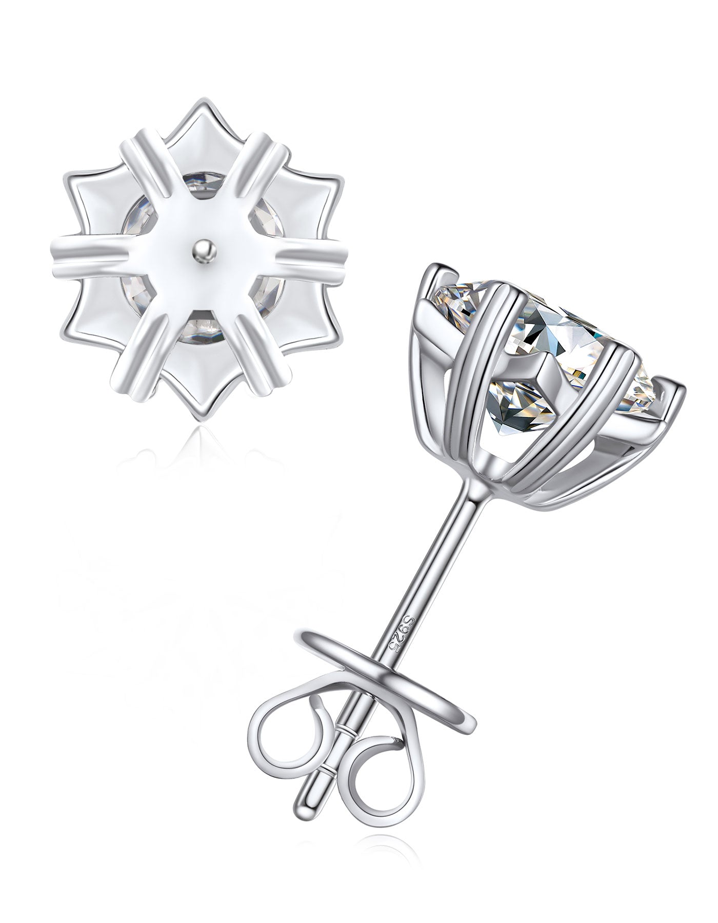 Ahabobo Moissanite Earrings Snowflake Stud Earrings
