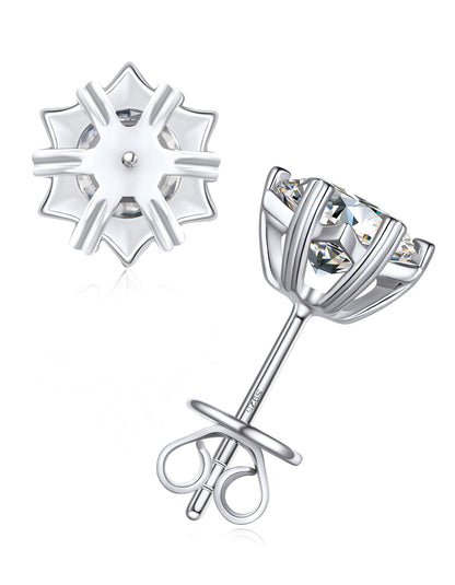 Ahabobo Moissanite Earrings Snowflake Stud Earrings