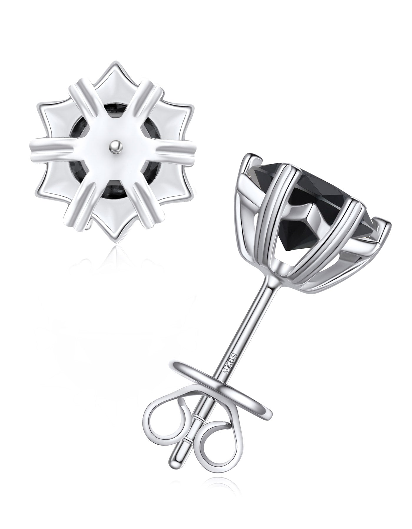 Ahabobo Black Moissanite Stud Earrings Snowflake Earrings