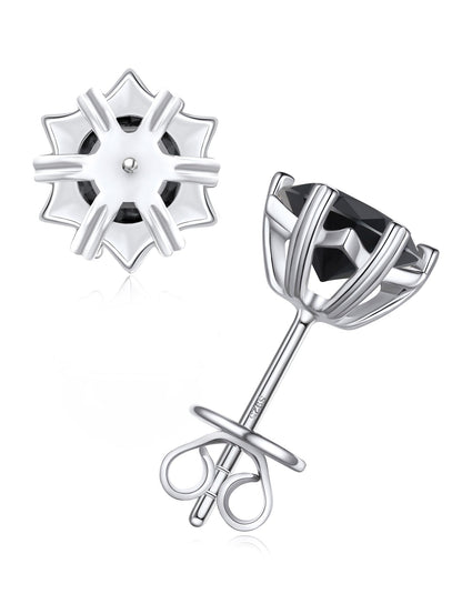 Ahabobo Black Moissanite Stud Earrings Snowflake Earrings