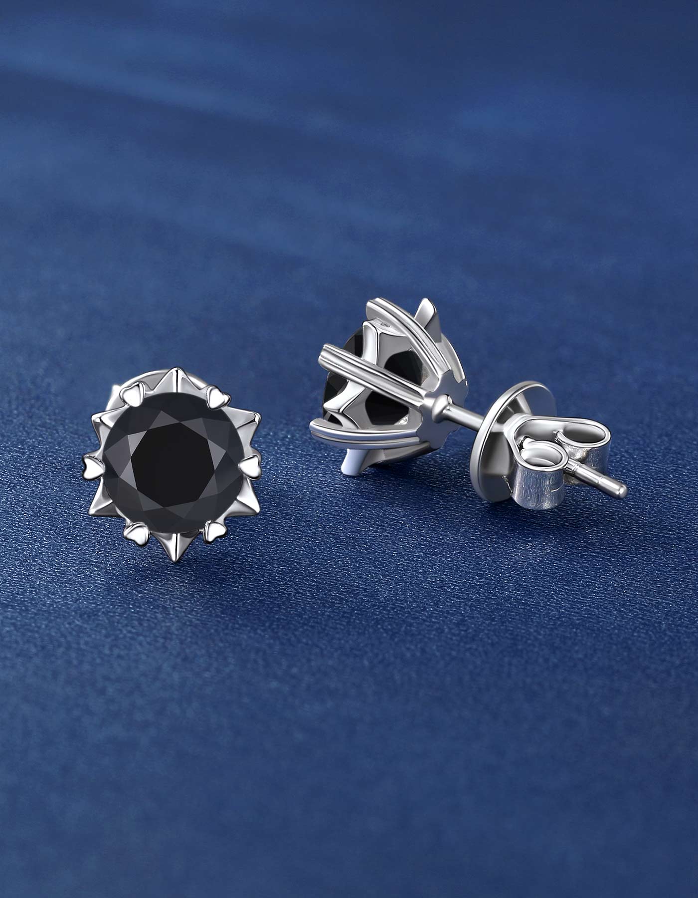 Ahabobo Black Moissanite Stud Earrings Snowflake Earrings