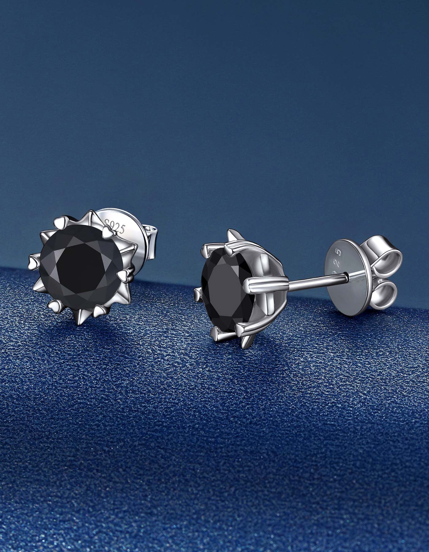 Ahabobo Black Moissanite Stud Earrings Snowflake Earrings