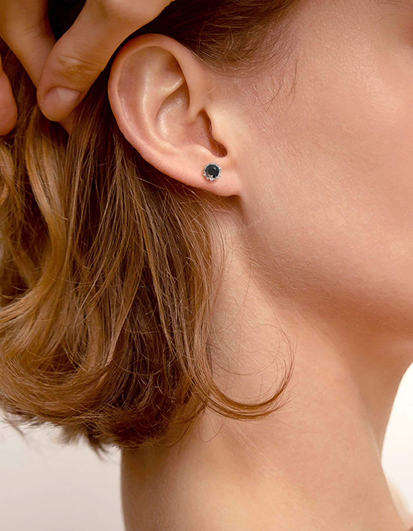 Ahabobo Black Moissanite Stud Earrings Snowflake Earrings