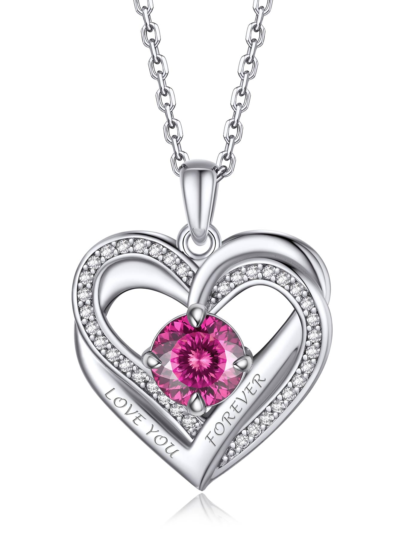 Ahabobo Twisted Love Heart Birthstone Necklace For Women Mom