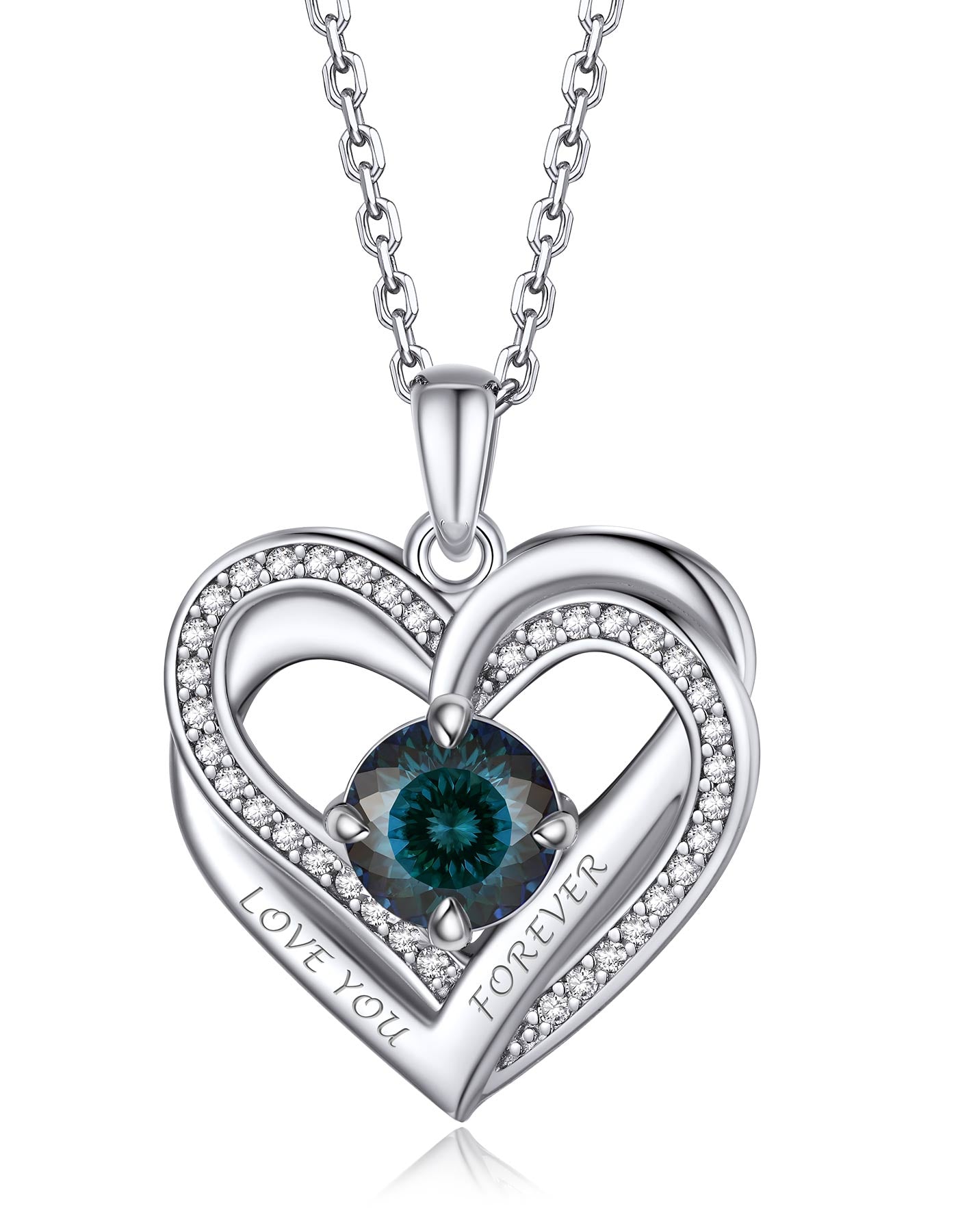 Ahabobo Twisted Love Heart Birthstone Necklace For Women Mom