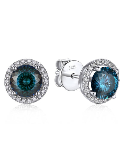Ahabobo Birthstone Moissanite Halo Stud Earrings for Women