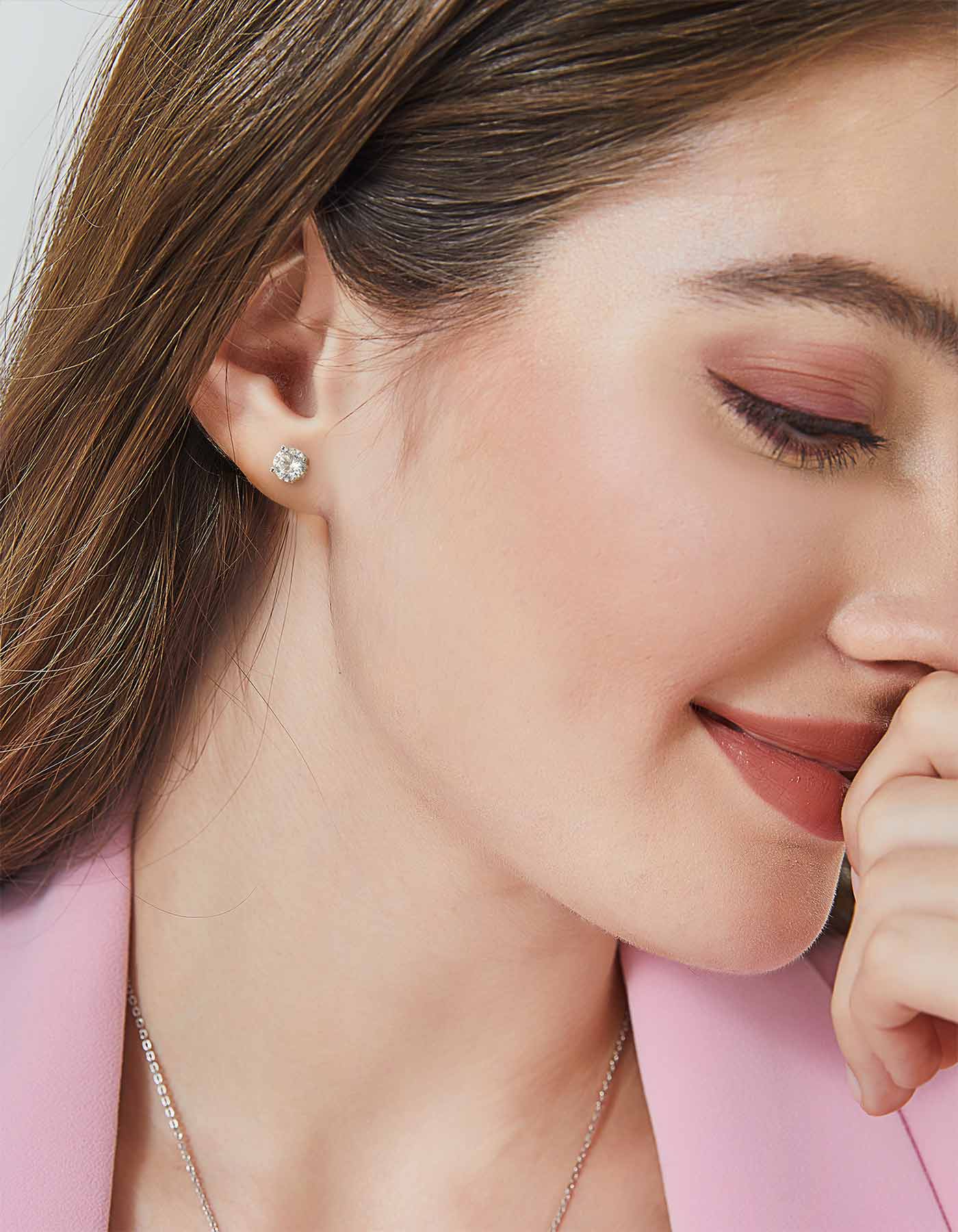 Ahabobo Initial Moissanite Stud Earrings For Women