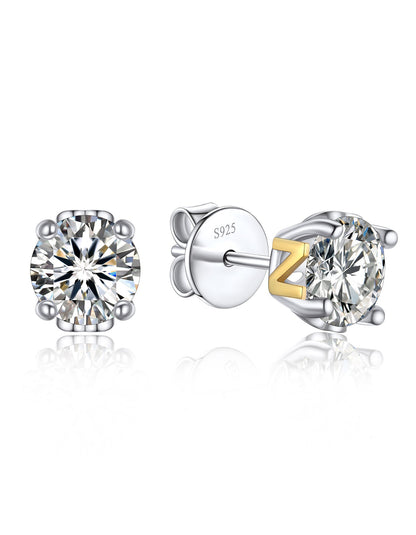 Ahabobo Initial Moissanite Stud Earrings For Women