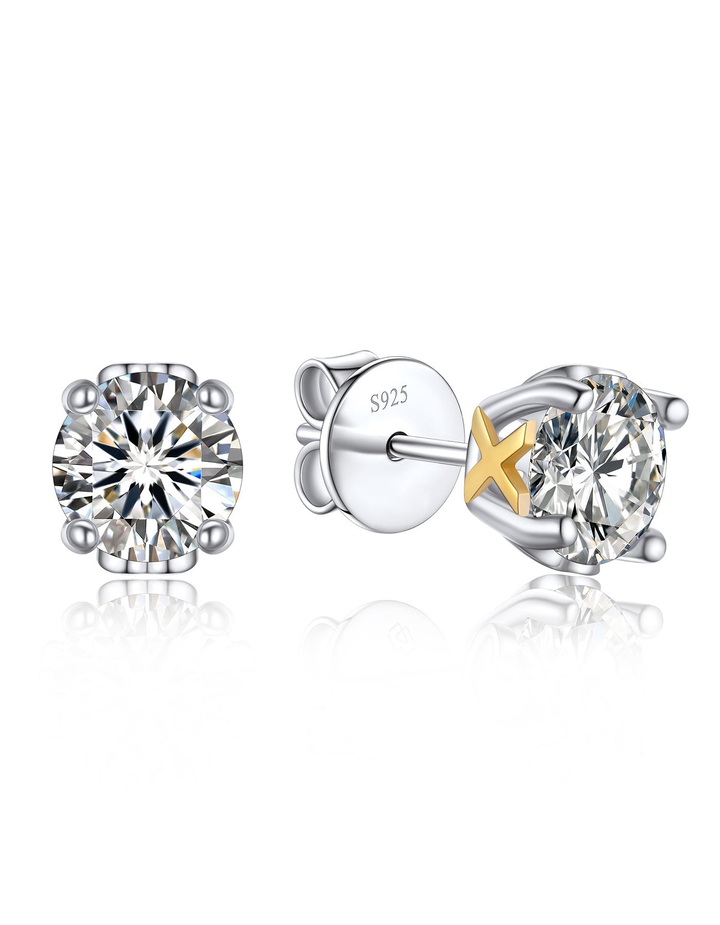 Ahabobo Initial Moissanite Stud Earrings For Women