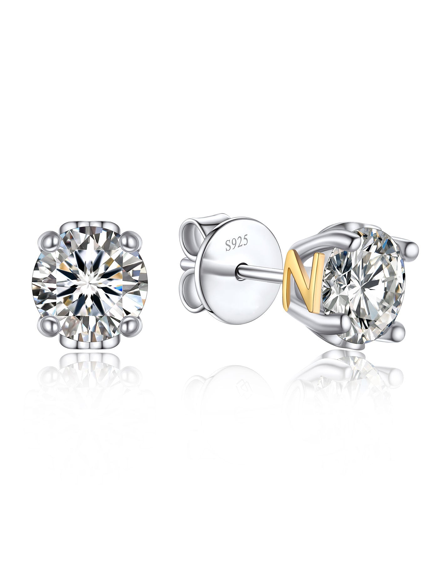 Ahabobo Initial Moissanite Stud Earrings For Women