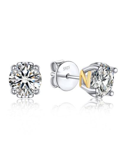 Ahabobo Initial Moissanite Stud Earrings For Women