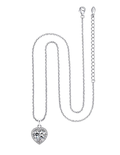 Ahabobo Moissanite Halo Heart Necklace For Women