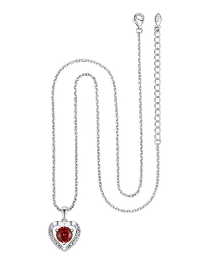 Ahabobo Heart Moissanite Birthstone Necklace in Silver
